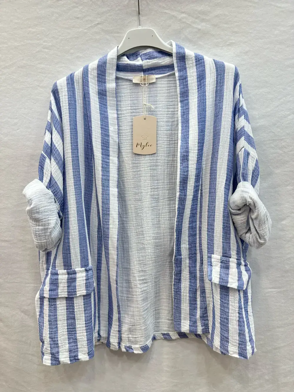 Mimi & Gogo - Vente Veste sans manches – femme - Gilet En Gaze De Coton à rayures @5022_GiGazeRaye1