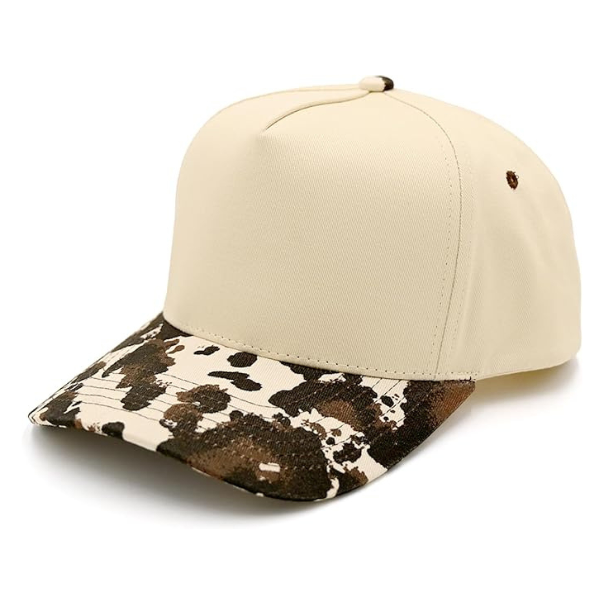 Funky Junque - Vente Casquette de baseball – unisexe - Casquette Snapback Vintage Bicolore Unie - Imprimé Vache/Beige0