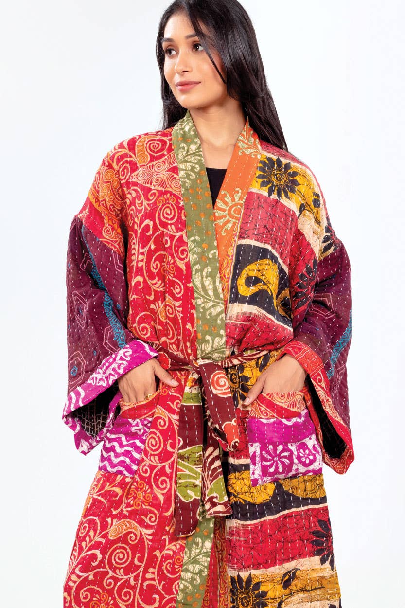 Sevya Handmade - Wholesale Robe - Women's - Kantha Kimono Robe1