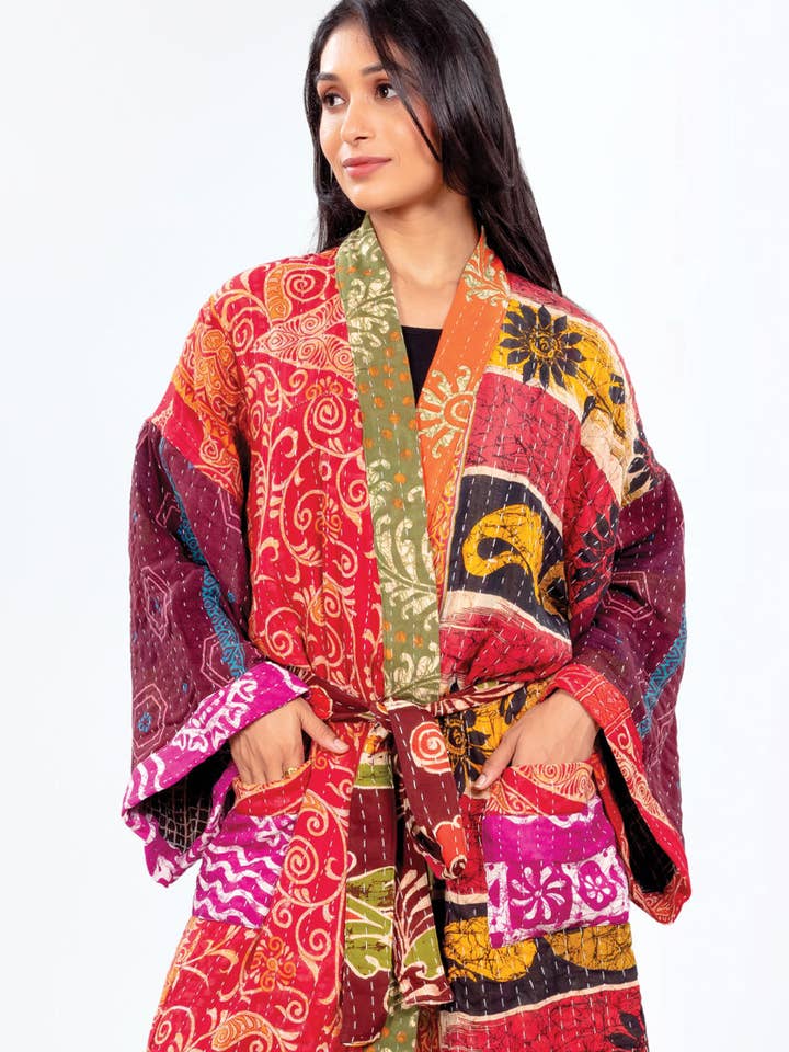 Sevya Handmade - Wholesale Robe - Women's - Kantha Kimono Robe1