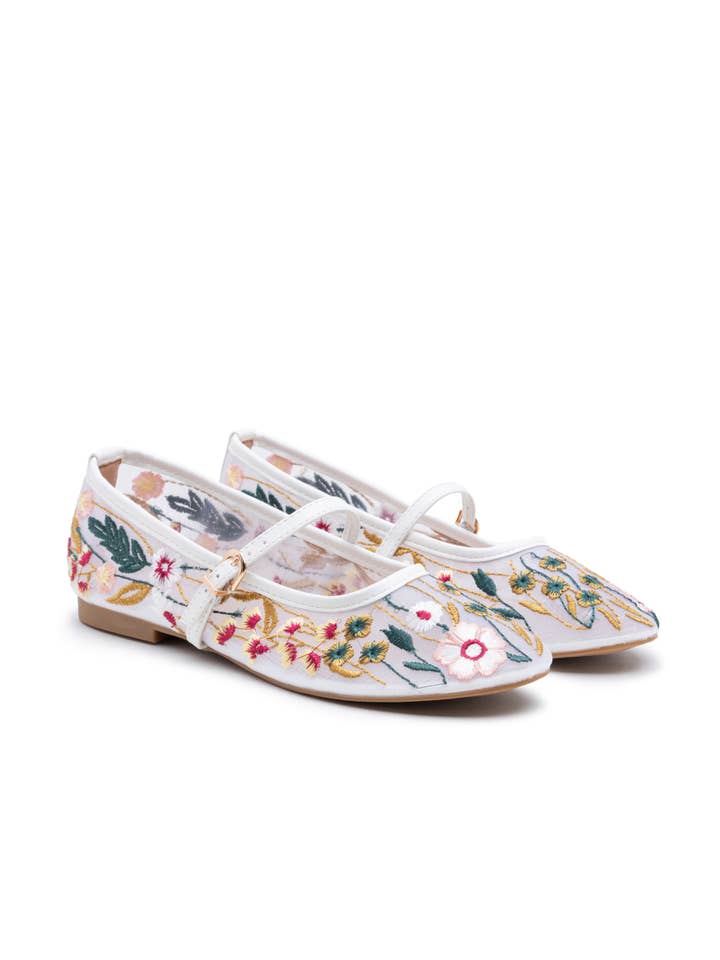 CEREZA - Wholesale Flats - Women's - Flower Embroidery Pattern Mary Janes ballet flats11