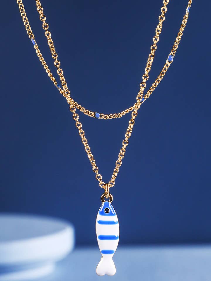 2-lags farvet havliv fisk vedhæng halskæde for engroshandel hos Urbanista