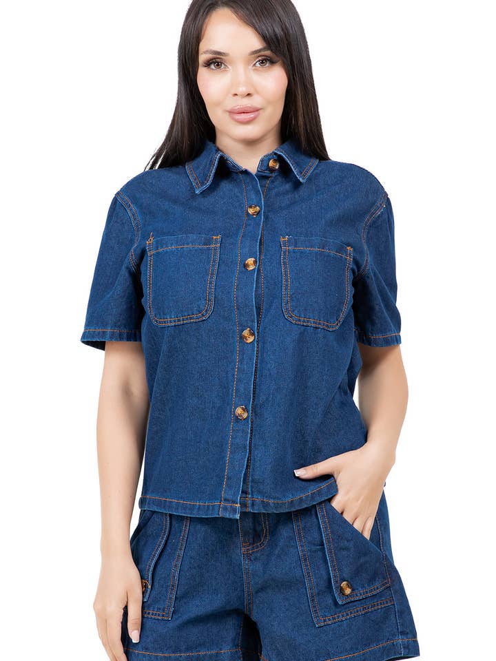 WOMEN FASHION DENIM SHORT TWO PIECE SET for wholesale by By Claude