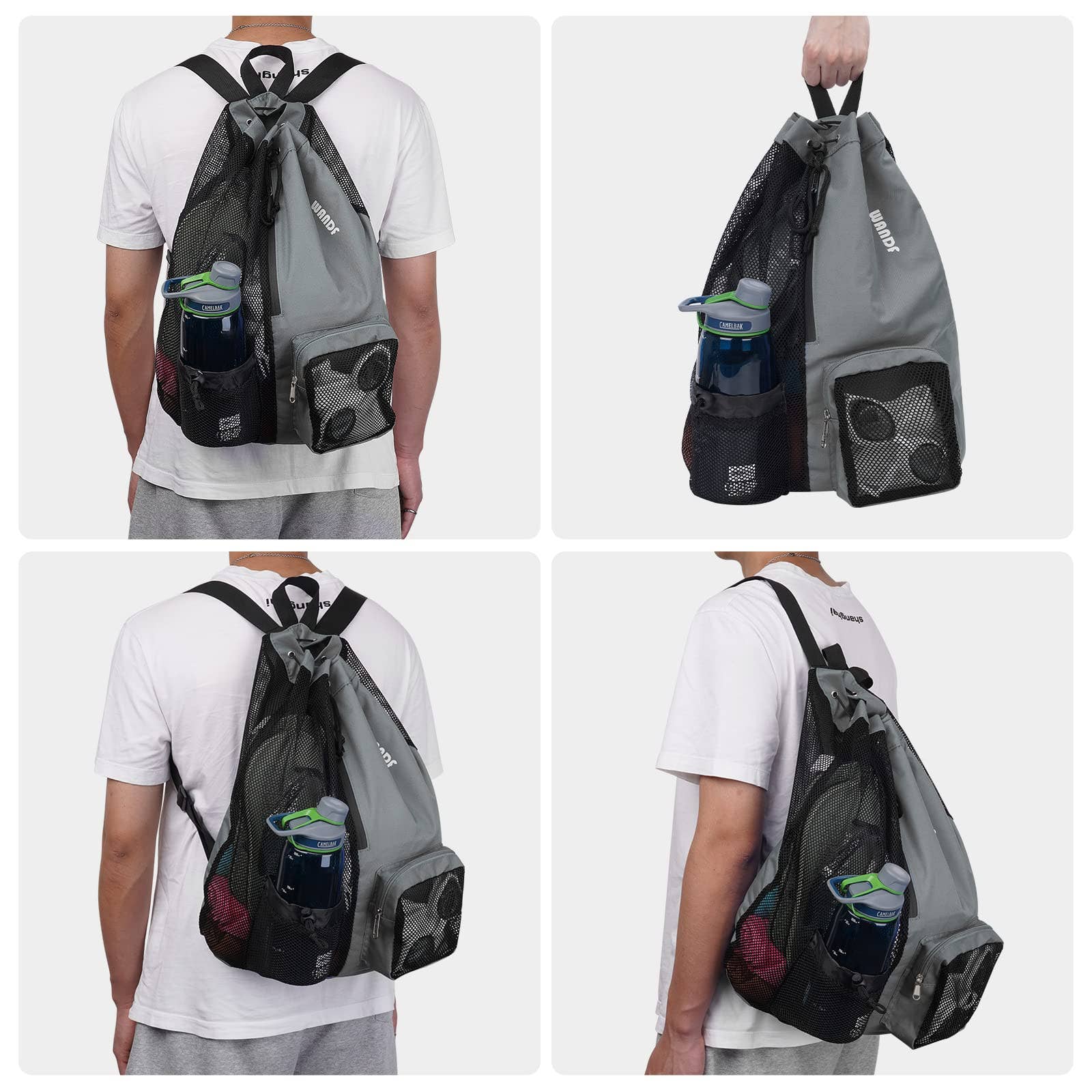 wandf - Wholesale Beach Bag - WANDF Mesh Drawstring Backpack with Wet Pocket Beach Bag19
