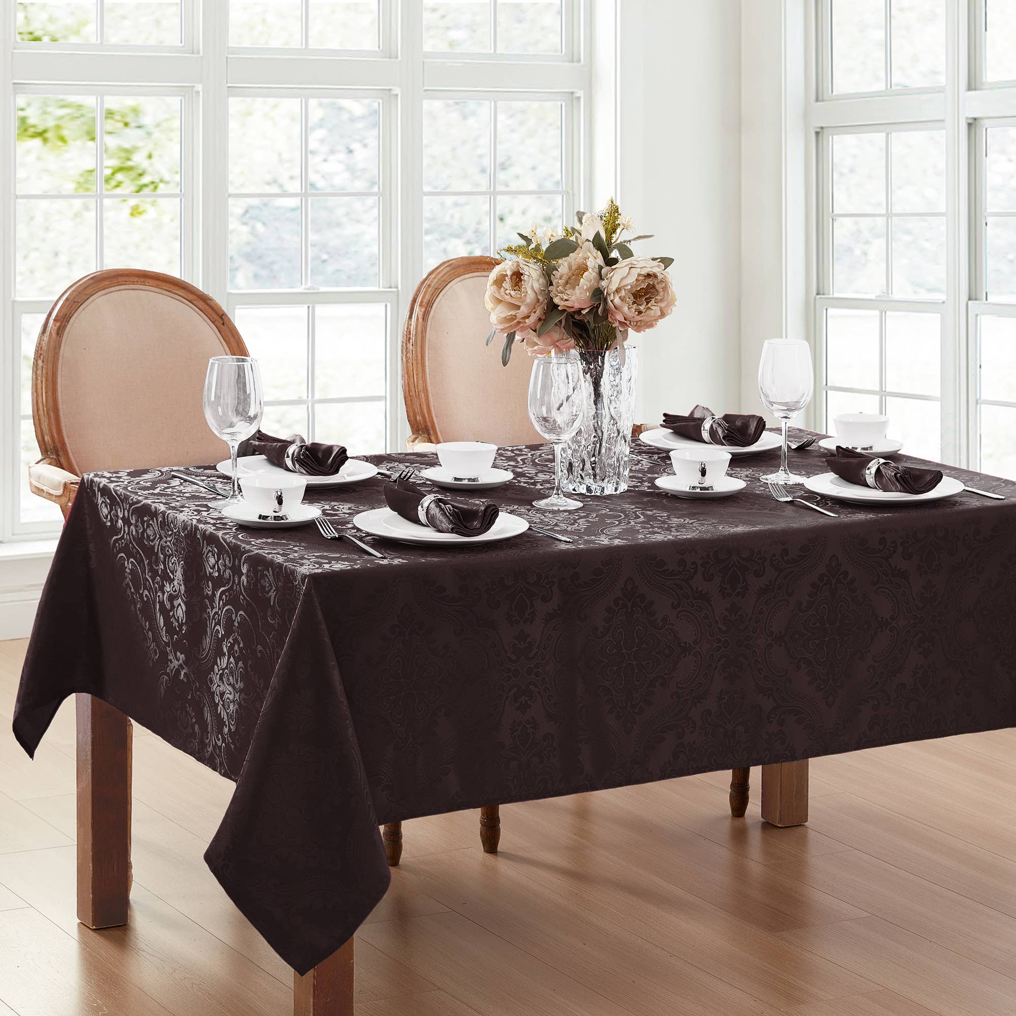 Threadmade Home - Wholesale Tablecloth - Caiden Elegance Damask Water and Stain Resistant Tablecloth35