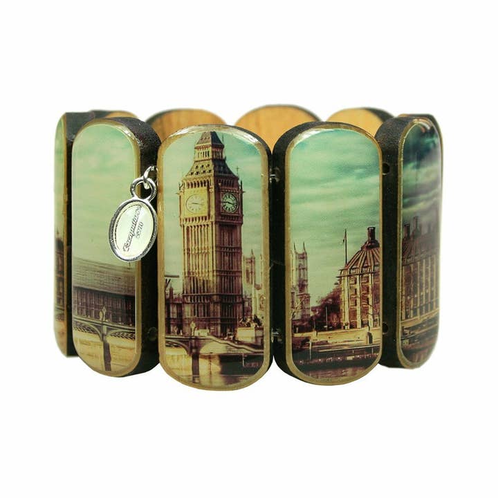 Statement houten armband breed Londen voor wholesale door Escapulario
