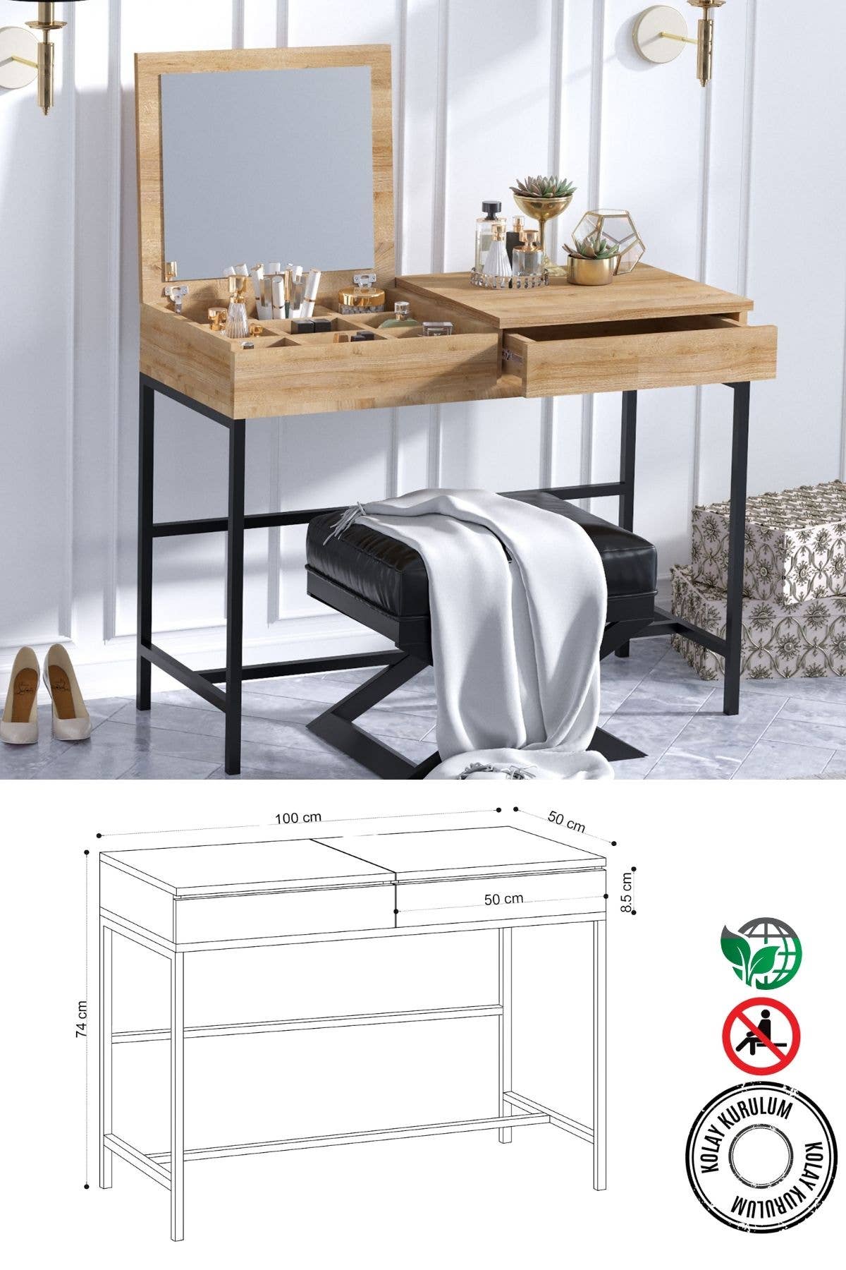 Flerfärgad Decormet Linda sminkbord i Safir ek för wholesale på Faire2