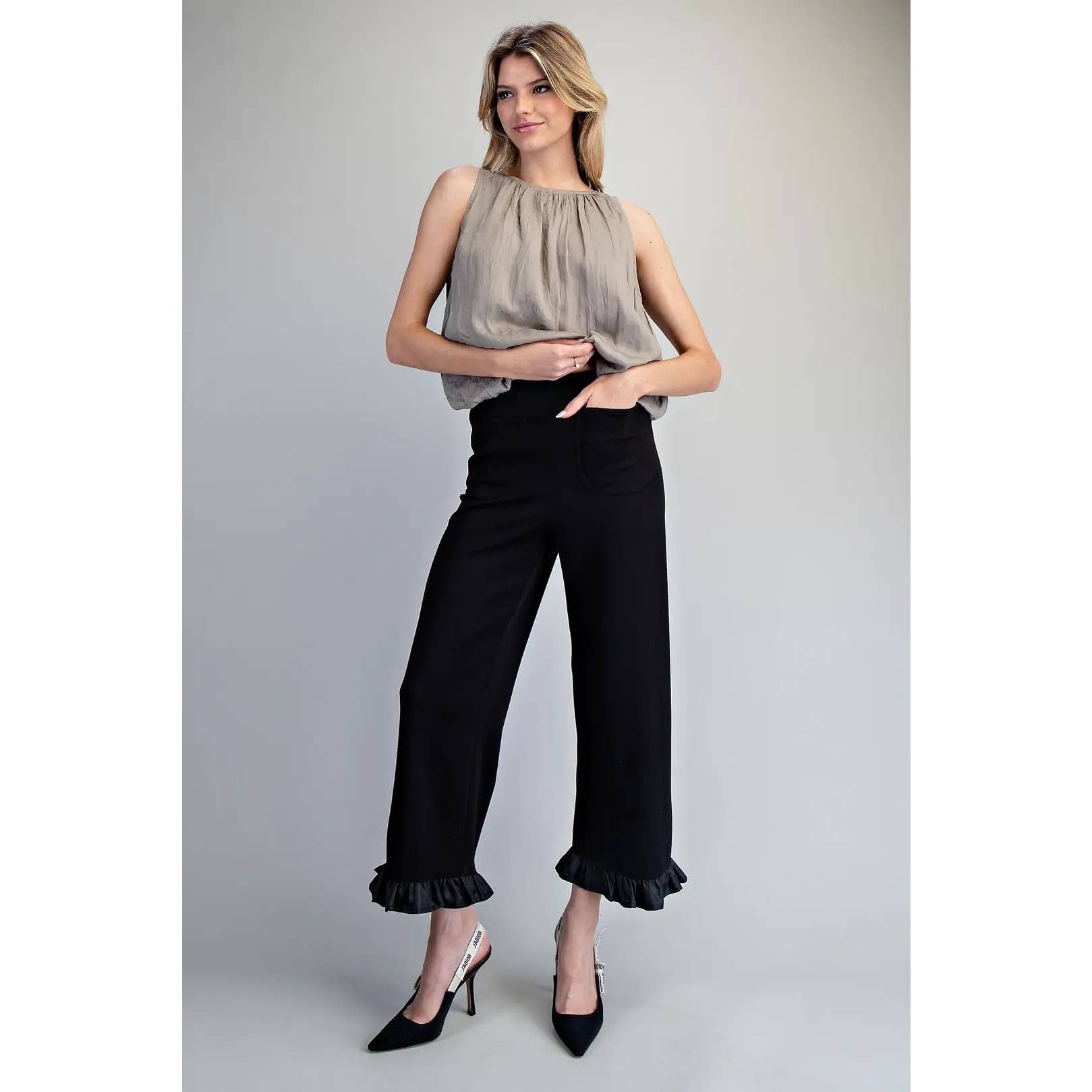 STYLE USA – wholesale Pants – Women's – NEW Solid Ruffled Hem Pants11