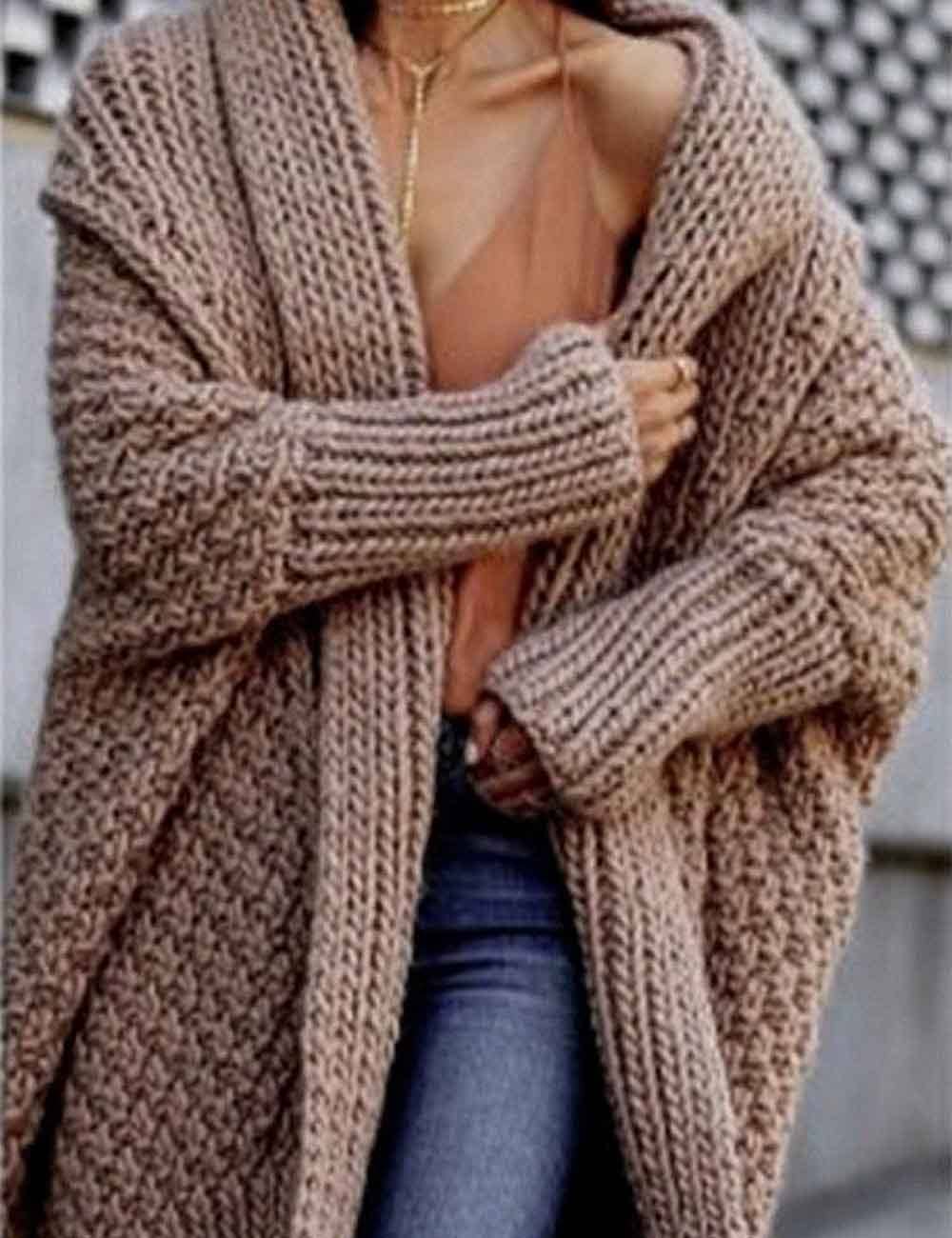 Sweetkama - Wholesale Cardigan - Women's - Ladies Solid Color Thick Front Placket Long Sleeves Chunky Cardigan4