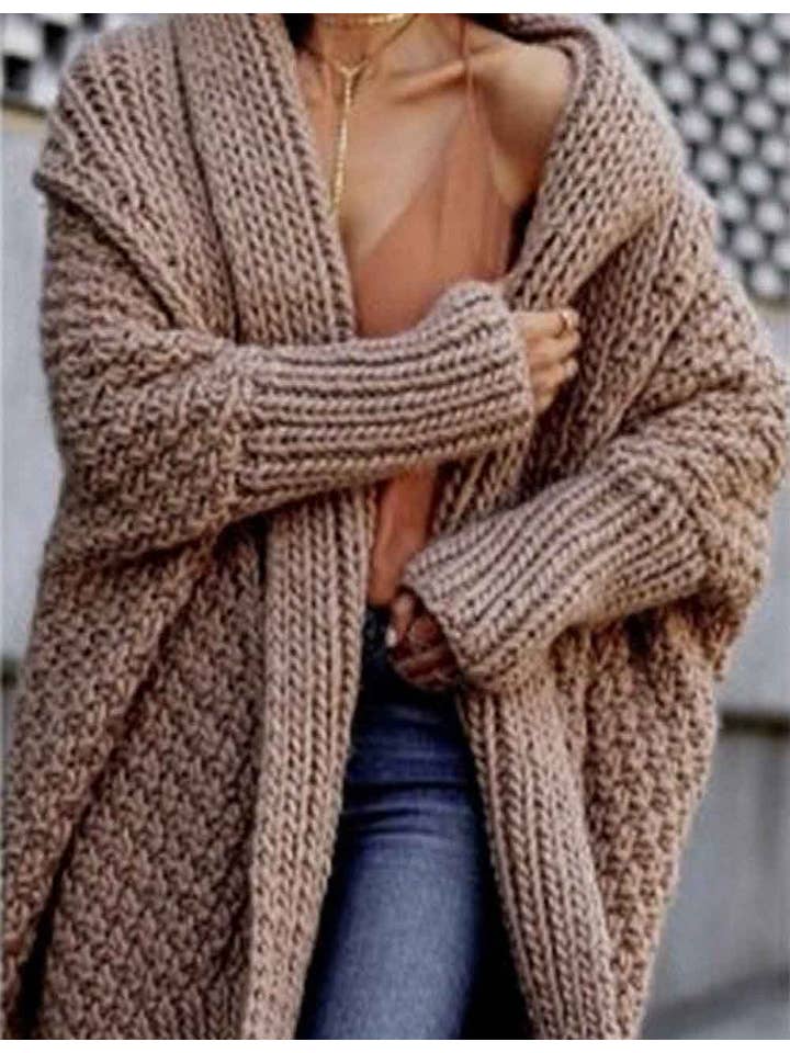 Sweetkama - Wholesale Cardigan - Women's - Ladies Solid Color Thick Front Placket Long Sleeves Chunky Cardigan4