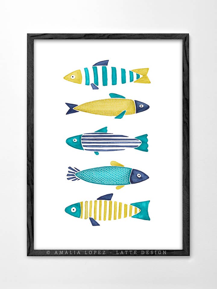 Fish 2 Art print. Fish print for wholesale by Latte Design