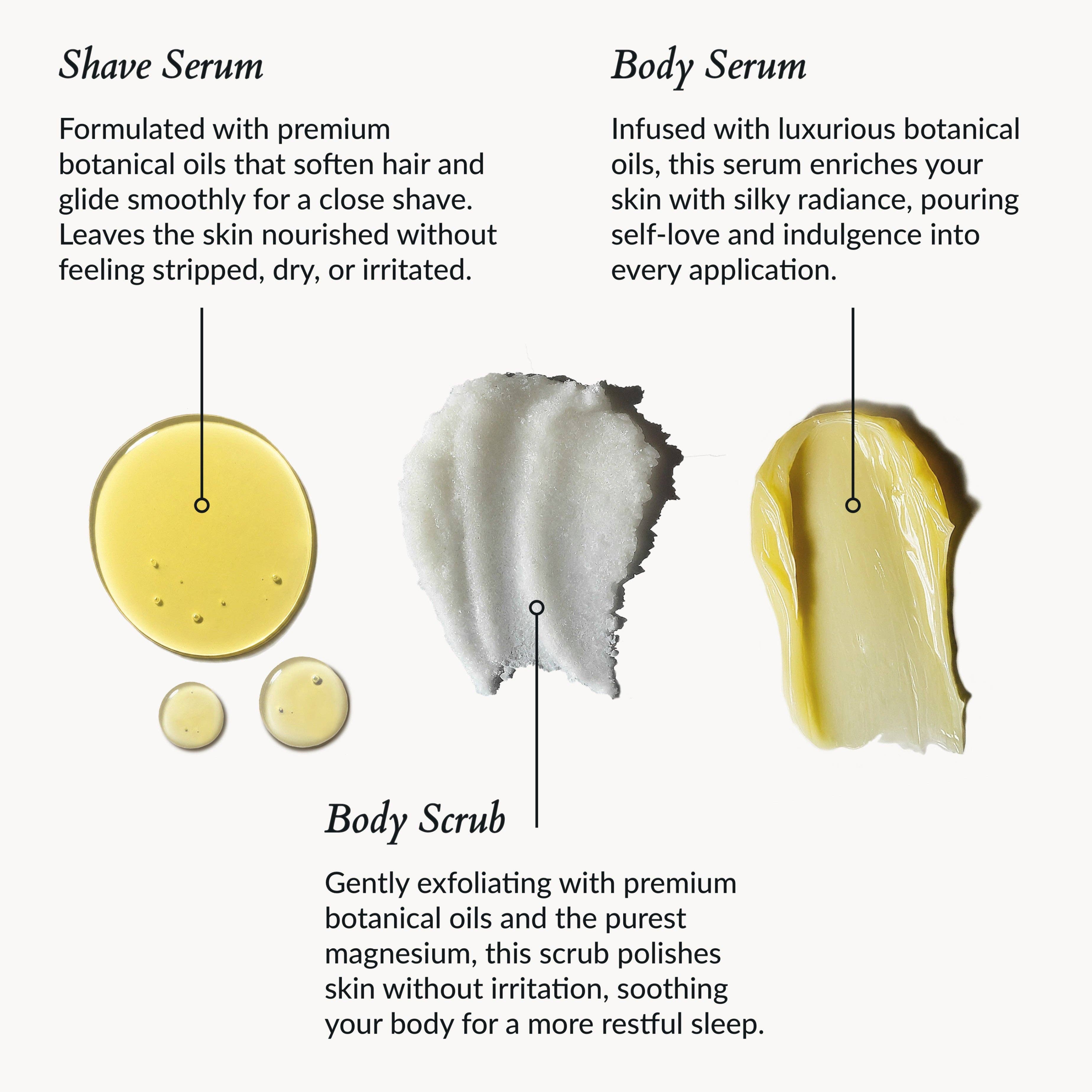 Jazeena - Wholesale Bath & Body Set - 3-pc Self-Care Mini Ritual Set | Scrub, Shave, Candle4