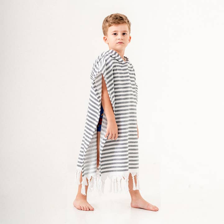 Black Hooded Poncho Surf Changing Swimming Beach Towel Terrybacked for wholesale on Faire