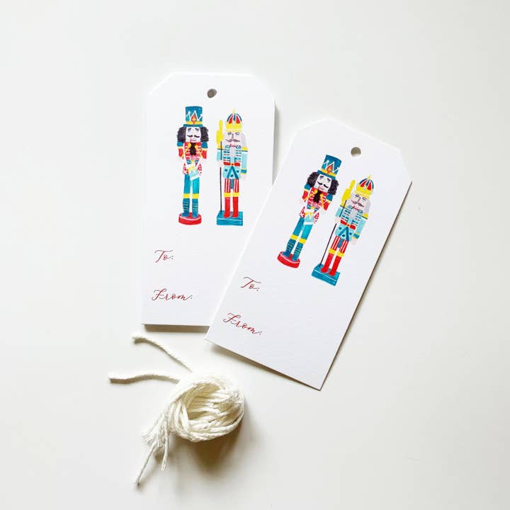 Notenkraker cadeaukaartjes, set van 8 stuks, vakantietags voor wholesale door Stately Made