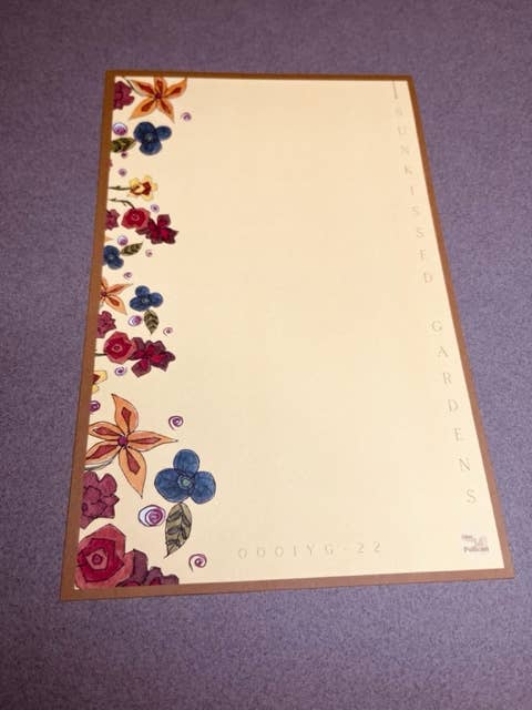 Papelería para escribir cartas «Sunkissed Gardens» (juego de 5) para venta al por mayor de Blue Pelican Art