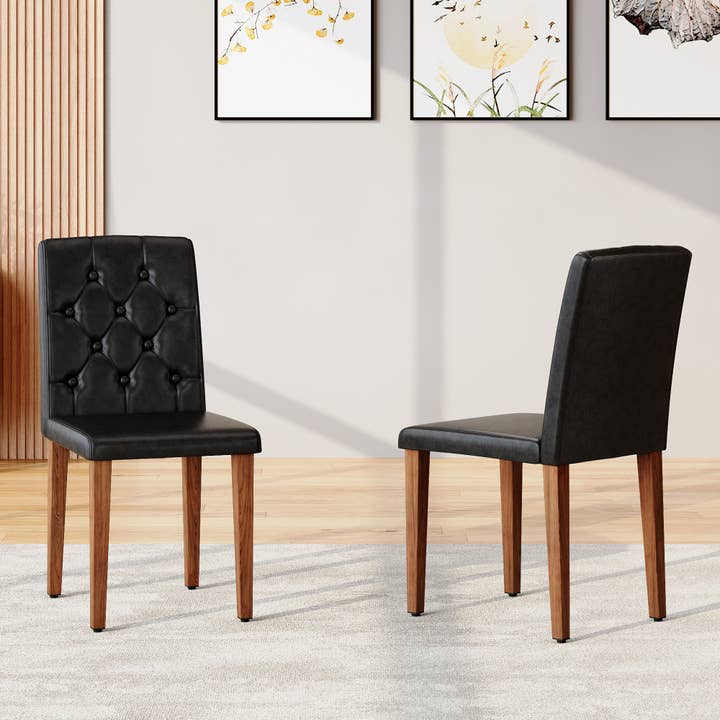 2-Piece Set PU Dining Chairs With Ergonomic Buckle Backrest for wholesale by VTNG50