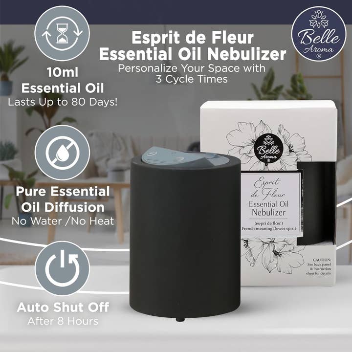 Belle Aroma® - Wholesale Electronic Diffuser - Esprit de Fleur Essential Oil Nebulizer - Dark Stone Finish