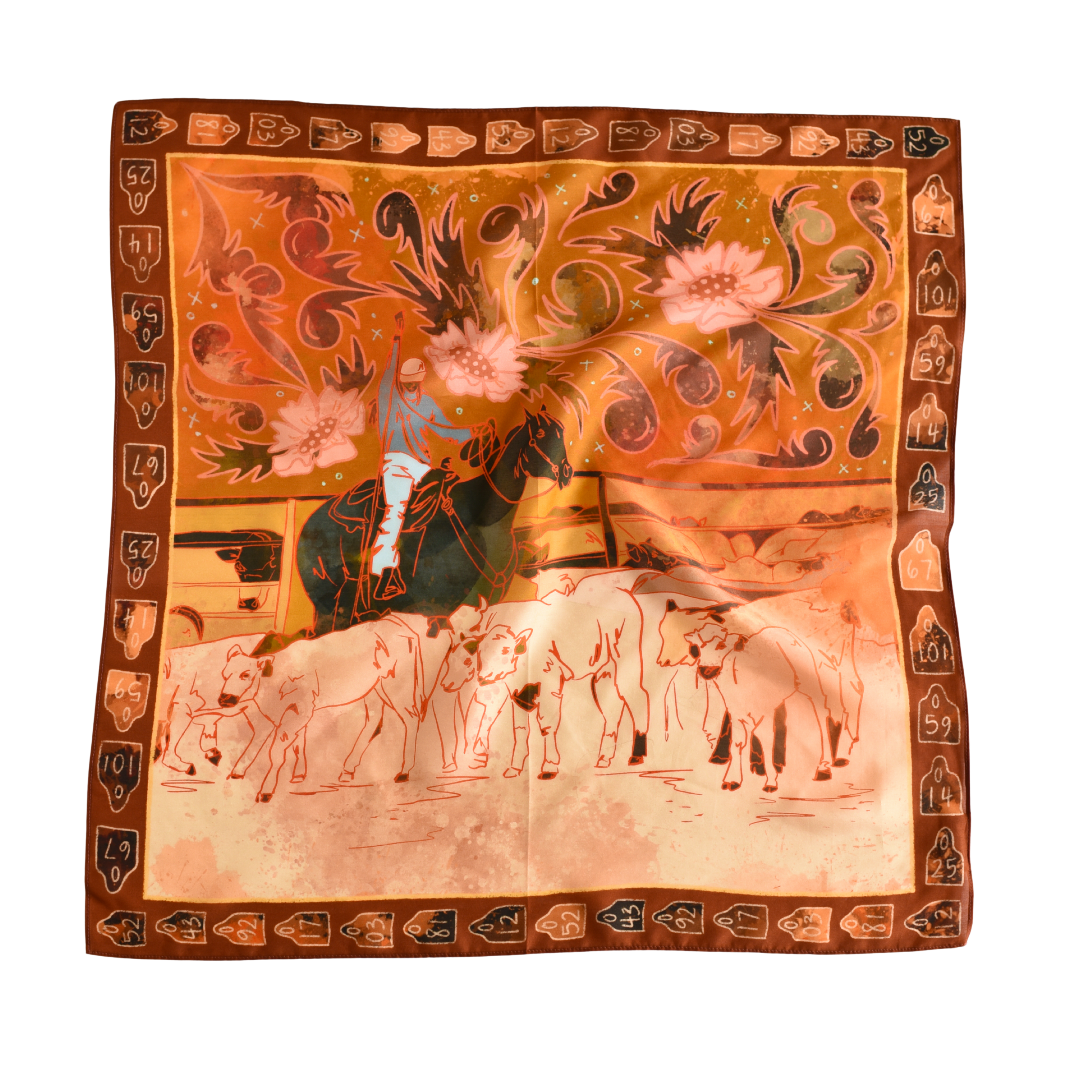 Tirzah Lane Art - Venta al por mayor Bufanda - Mujer - Pañuelo de Seda Occidental de Vaquera Redonda2