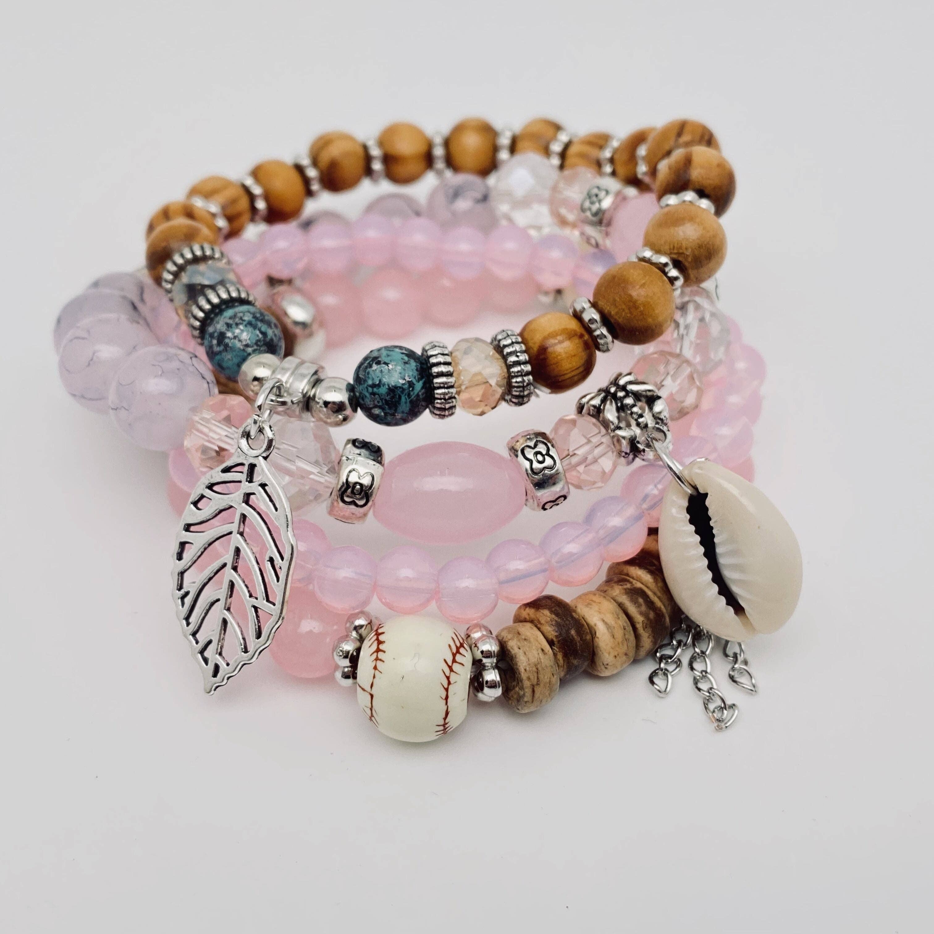 Mio Queena – Großhandel Schmucksets – Böhmisches elastisches Seil handgefertigtes Perlenarmband 4 Stück/Set6