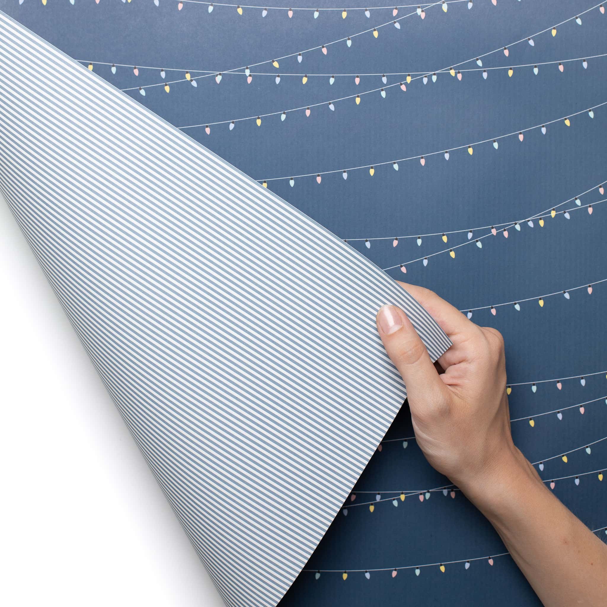 My Pretty Circus - Wholesale Flat Wrap - Blue string light wrapping paper, two-sided eco-paper1