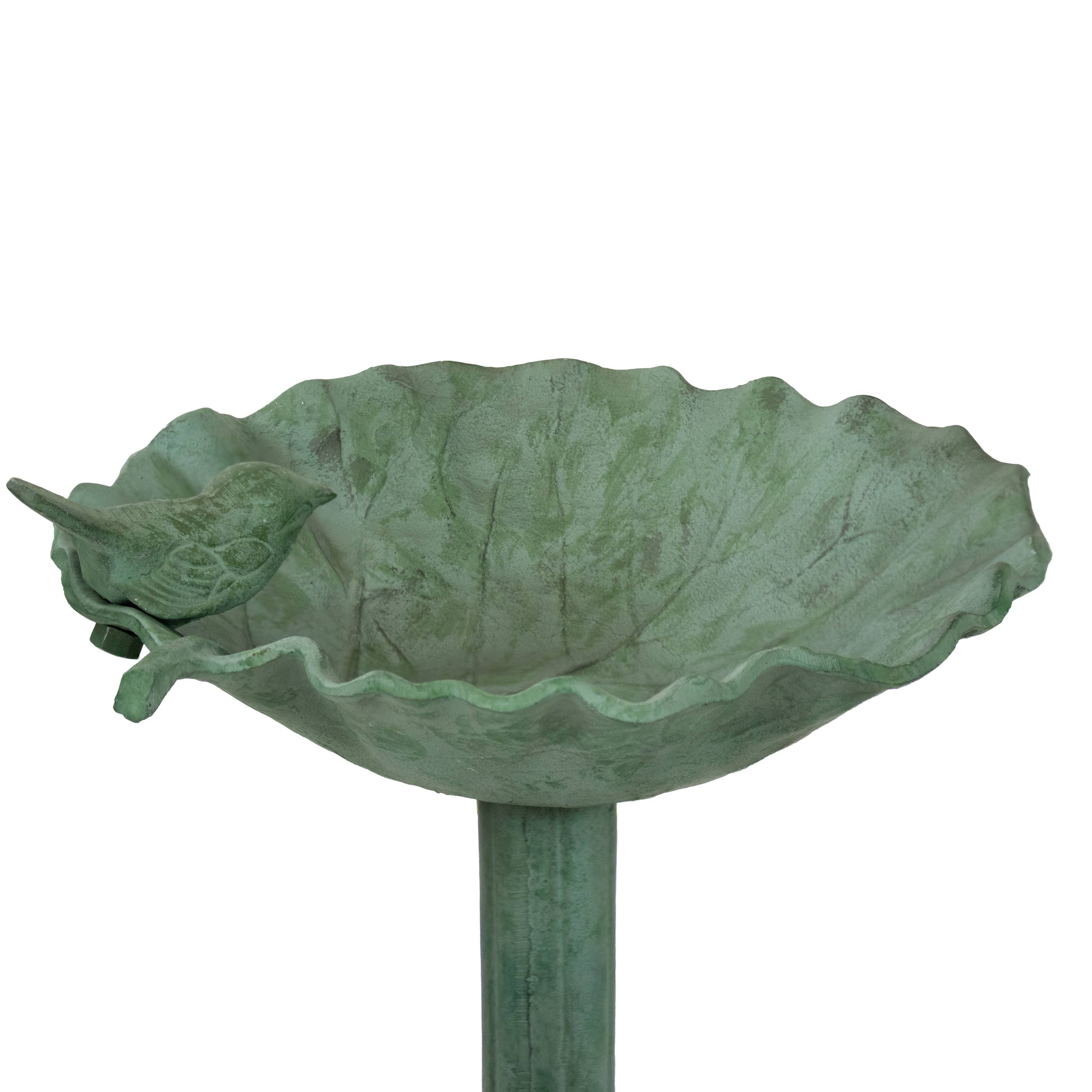 Sunnydaze Decor - Wholesale Bird Bath - Autumnal Leaf Metal Bird Bath - Green Patina - 11.75-Inch7