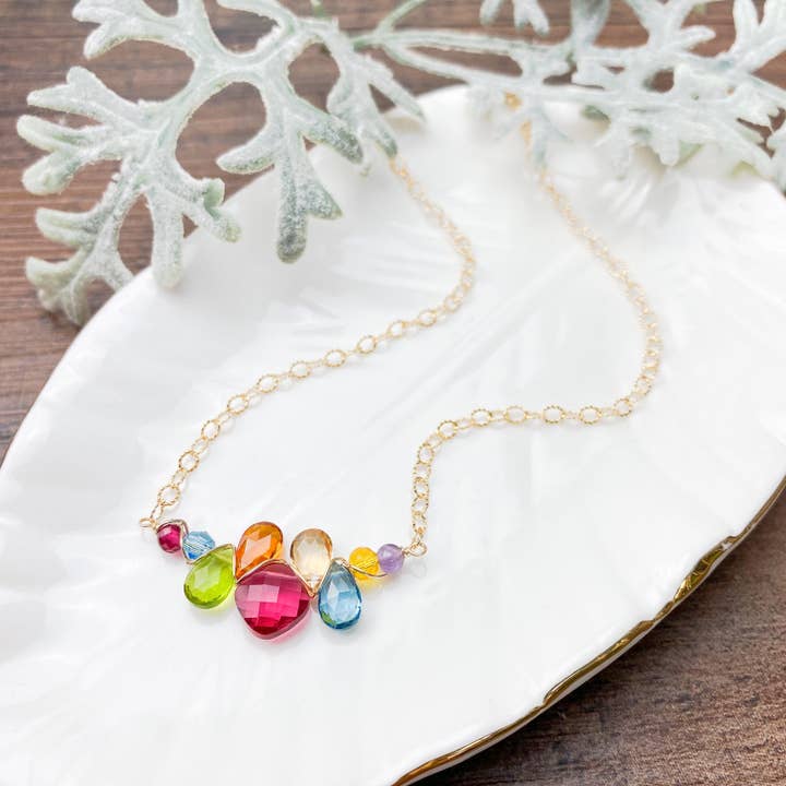 Colorful Mini Katie Gem Necklace for wholesale by Anna Balkan