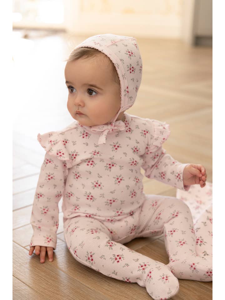 Rosa Set 3 Pezzi con Pagliaccetto a Fiori e Maniche Arricciate in vendita all'ingrosso su Faire1