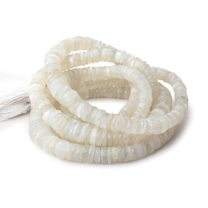 Beads of Cambay - Wholesale Beads - 5-12mm Creamy White Moonstone Faceted Heshi Beads 16 inch 150 pieces