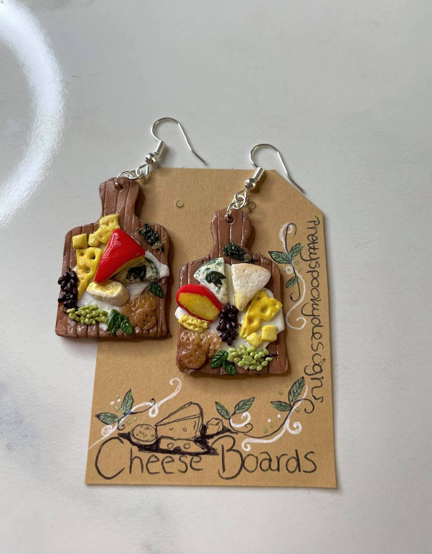 PrettySpookyDesigns – wholesale Dangle earrings – Polymer clay earrings - Cheese Boards | food | jewellery1