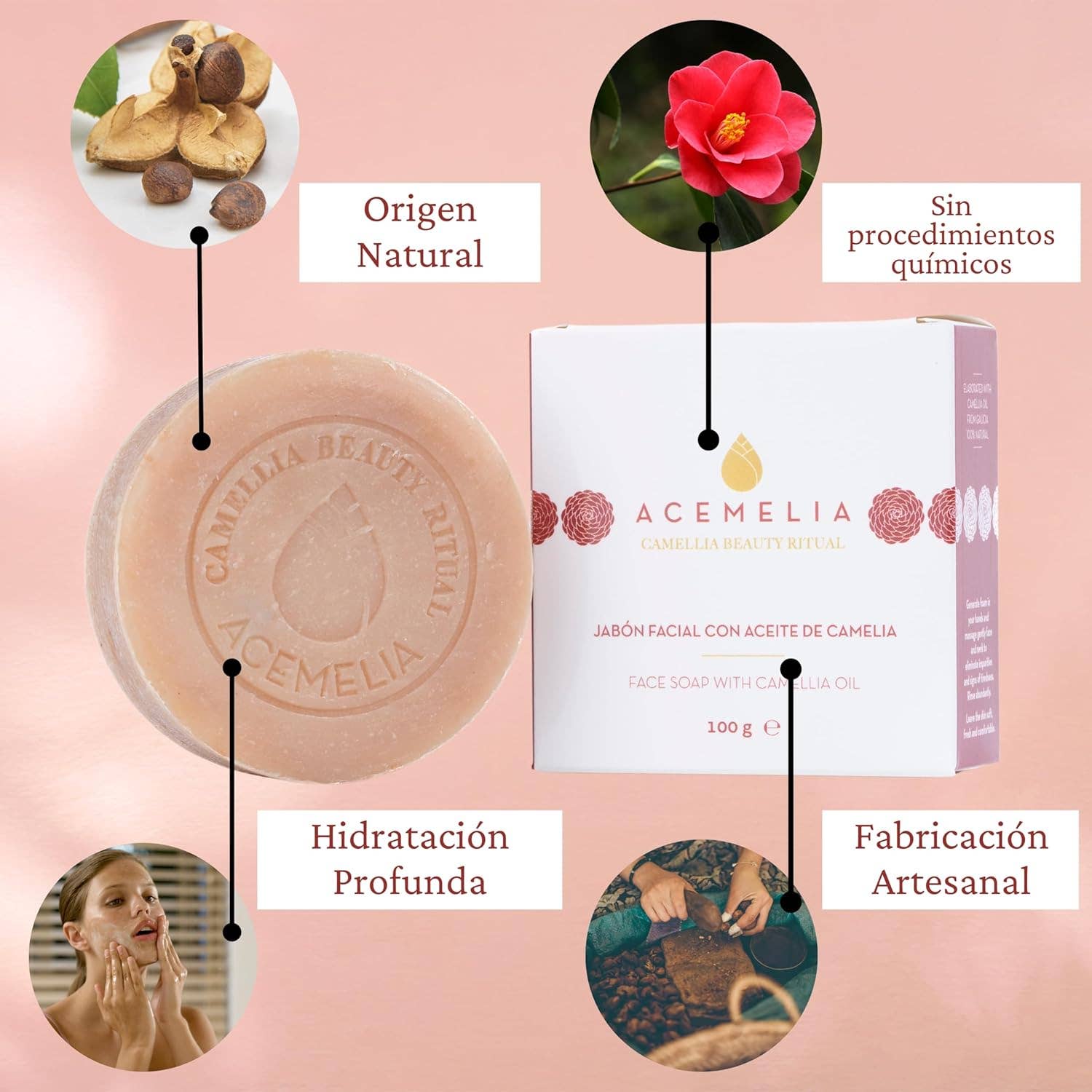 ACEMELIA - Wholesale Facial Cleanser - Facial Soap with Camellia Oil - 100g2