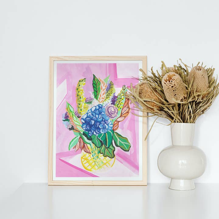 'Hydrangea' Art Print A4 for engroshandel hos Grace Bedford Design