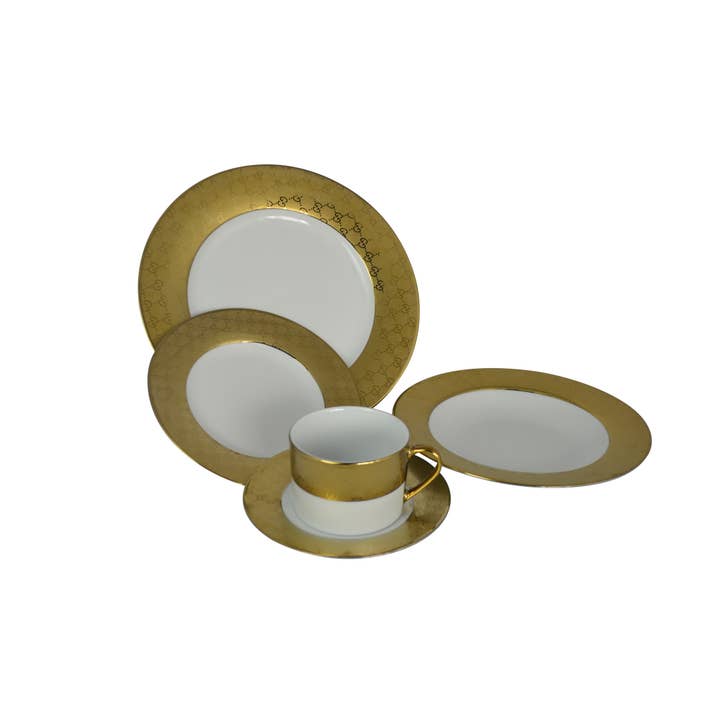 Three Star IM/EX Inc. - Wholesale Dinnerware Set - 40-PC DINNERWARE SET, GUCCIE IN GOLD2