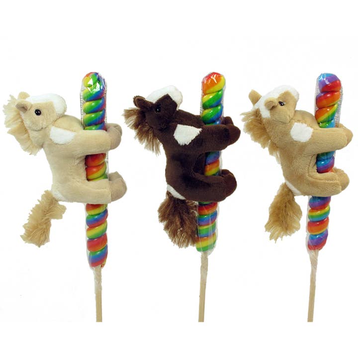 Kelley and Company - Wholesale Lollipop - 4" Plush Horse Stuffed Animal Lollipops Candy
