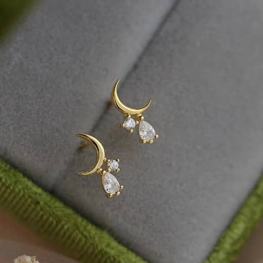happyzzzsu - Wholesale Dangle Earrings - Sterling Silver Moon Earrings