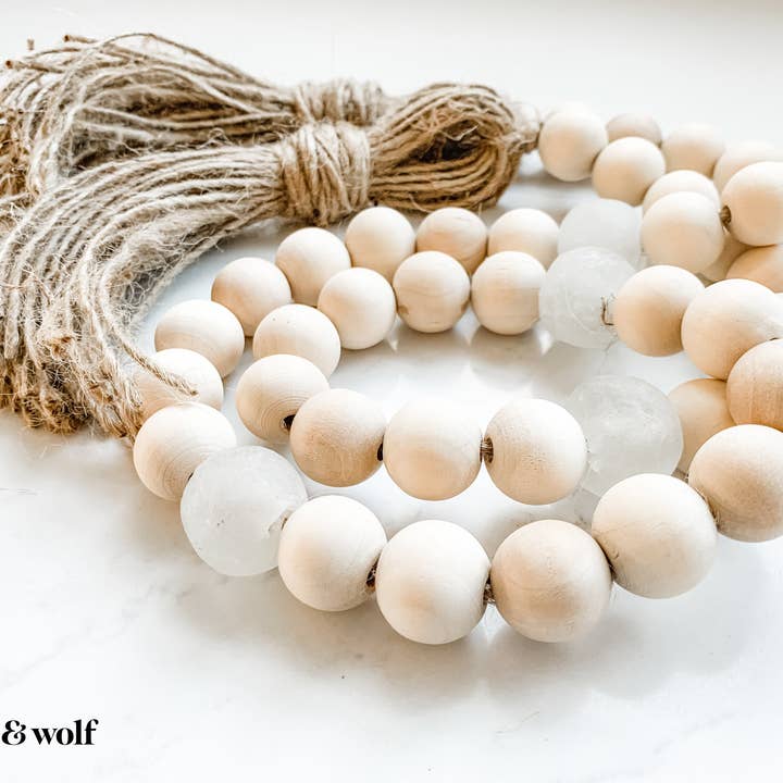 Wood Bead & Clear Recycled Glass Beads Garland for wholesale by sonder & wolf