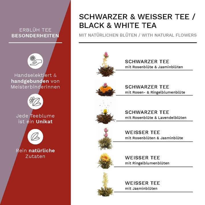 Creano – wholesale Tea set – Creano tea flowers mix - gift set blooming tea with glass jug