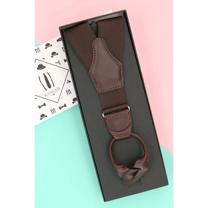 Ranger Suspenders - Wholesale Suspenders - Unisex - Brown 2-in-1 Suspenders | Men & Women | Leather Finish1