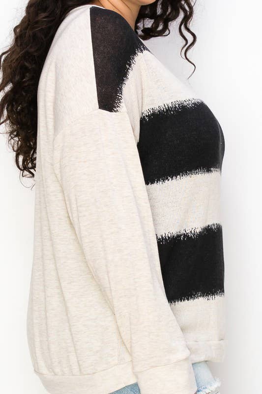 A.gain - Vendita all'ingrosso Top in maglia - Donna - 10764LP543 - TINTA UNITA PLUS SIZE CON MANICHE A CONTRASTO6