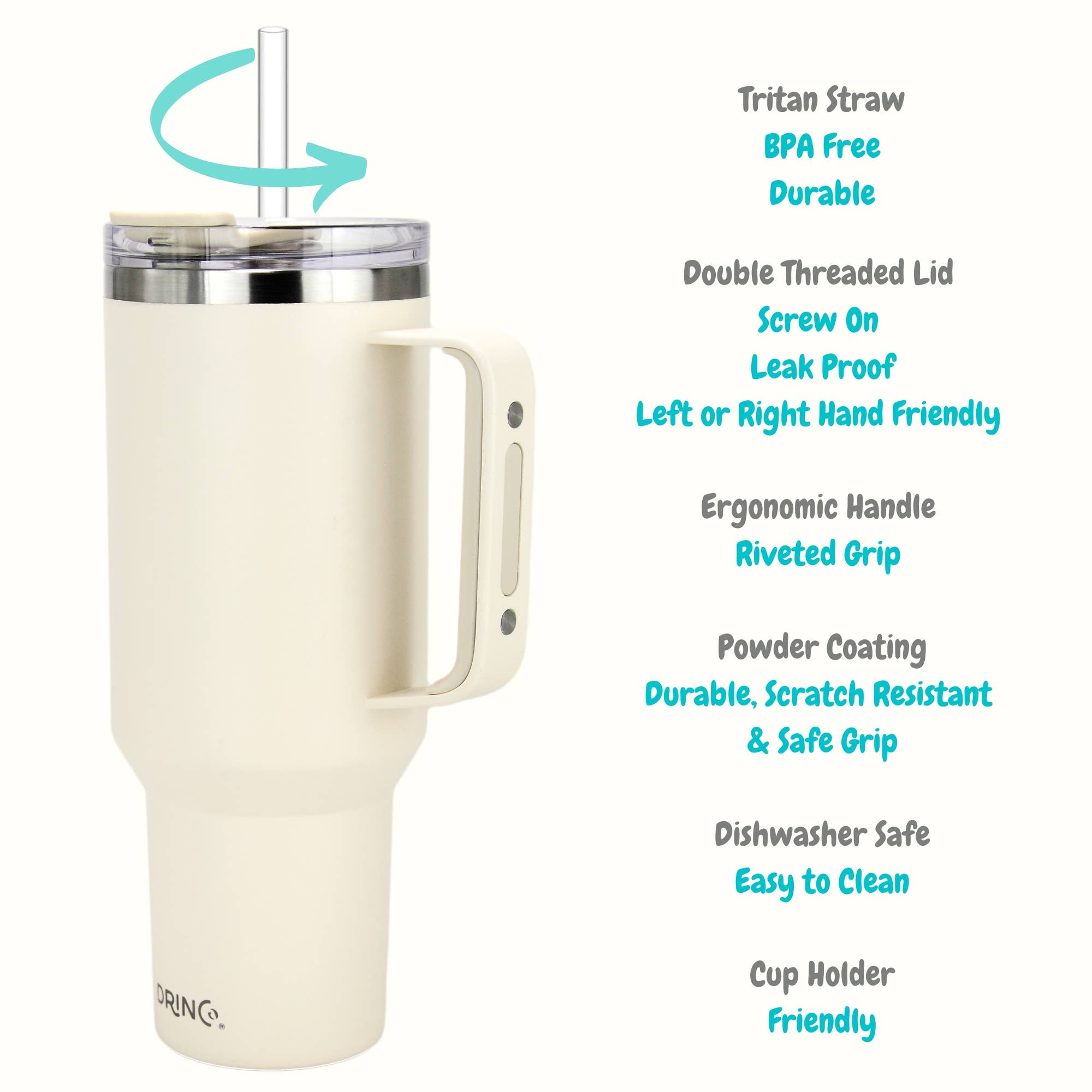 Drinco - Vendita all'ingrosso Bicchiere/tazza termica - Bicchiere termico Drinco BigSur da 40 oz e 30 oz con manico, cannuccia e coperchio flip18