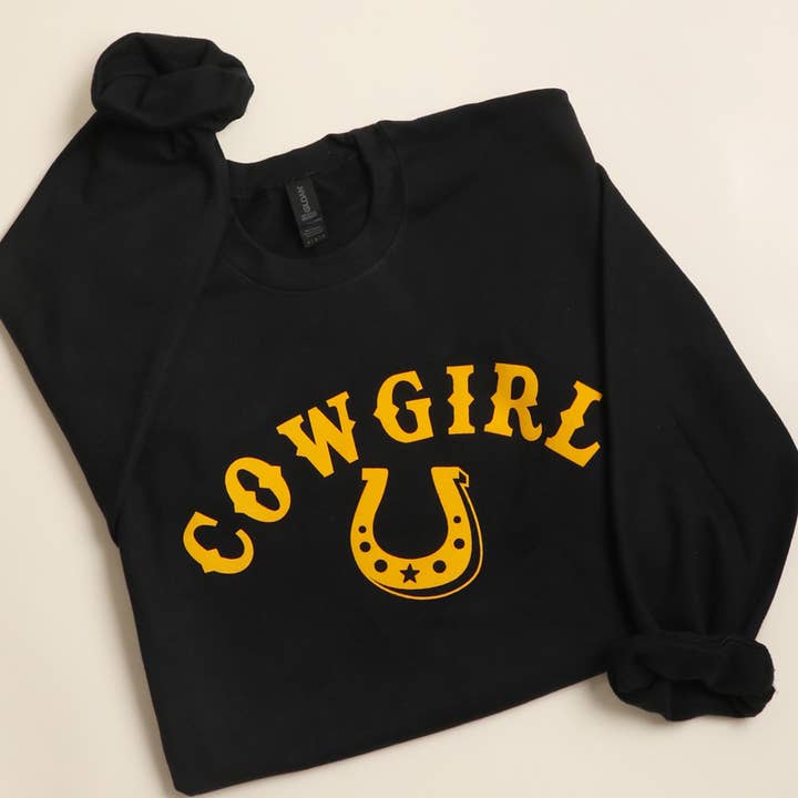 Fashion City - Wholesale Graphic sweatshirt – Unisex - COWGIRL Horseshoe Crewneck Heavyweight Sweatshirt