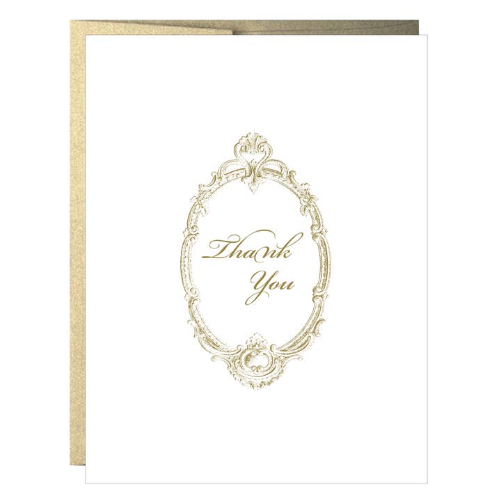 Carte de voeux typographique Vintage Thank You Doré pour la vente par Idea Chic
