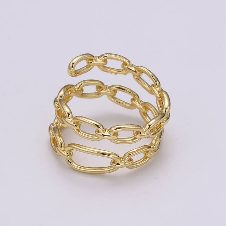 Aim Eternal - Wholesale Chain Ring - 14k Gold Filled Chain Ring, Gold Stacking Ring, Thick Chain Ring, Cable Chain Ring, Statement Ring, Gold Link Ring for Minimalist Jewelry R303 O1003