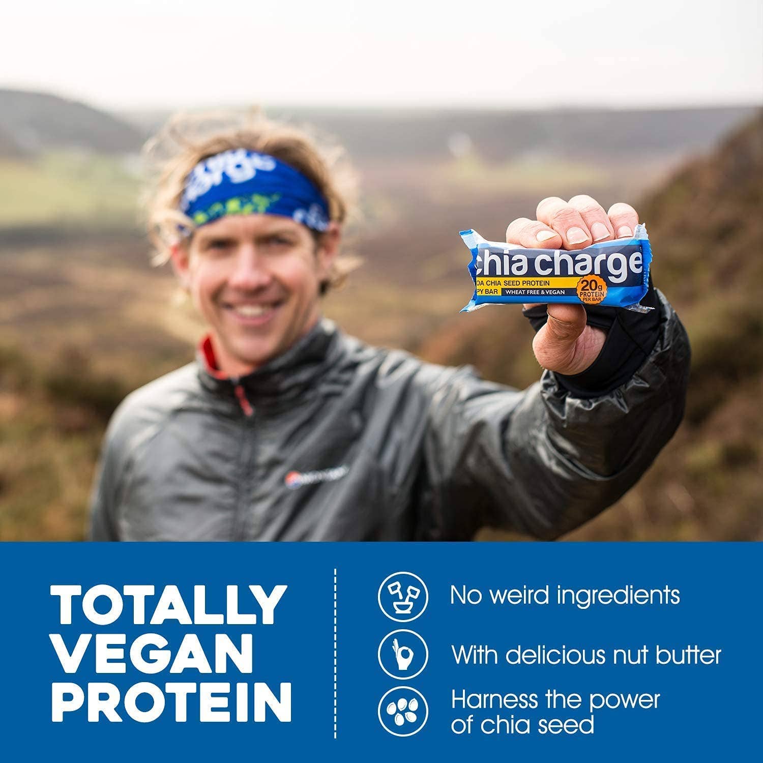 Chia Charge – wholesale Snack bar – Protein Crispy Bar–Vegan–20g Protein/ 60g bar x 10 count1