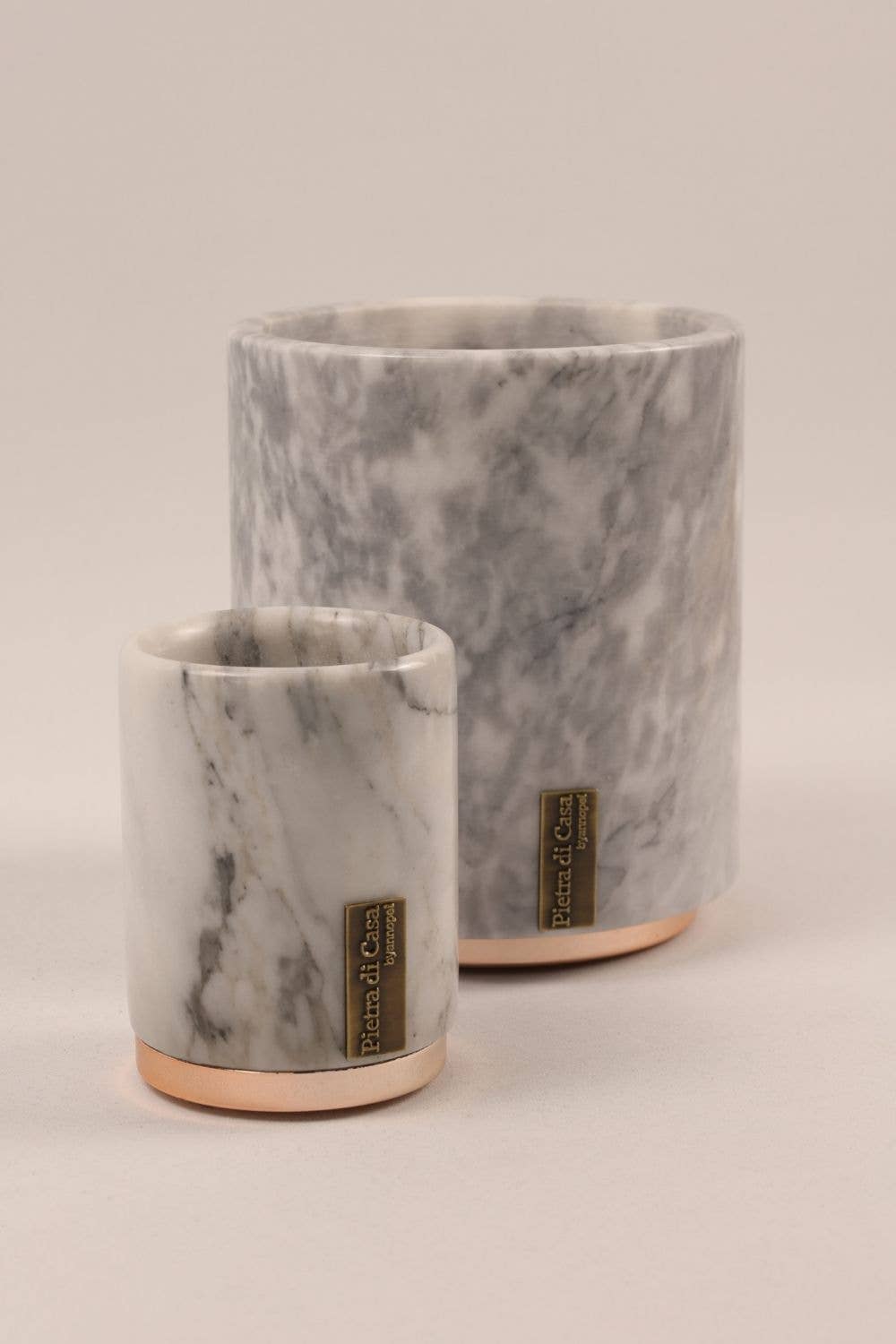 PIETRA DI CASA - Wholesale Utensil Holder - Calacatta Nero Marble HALE Kitchen Jar Rose Metal Decor0