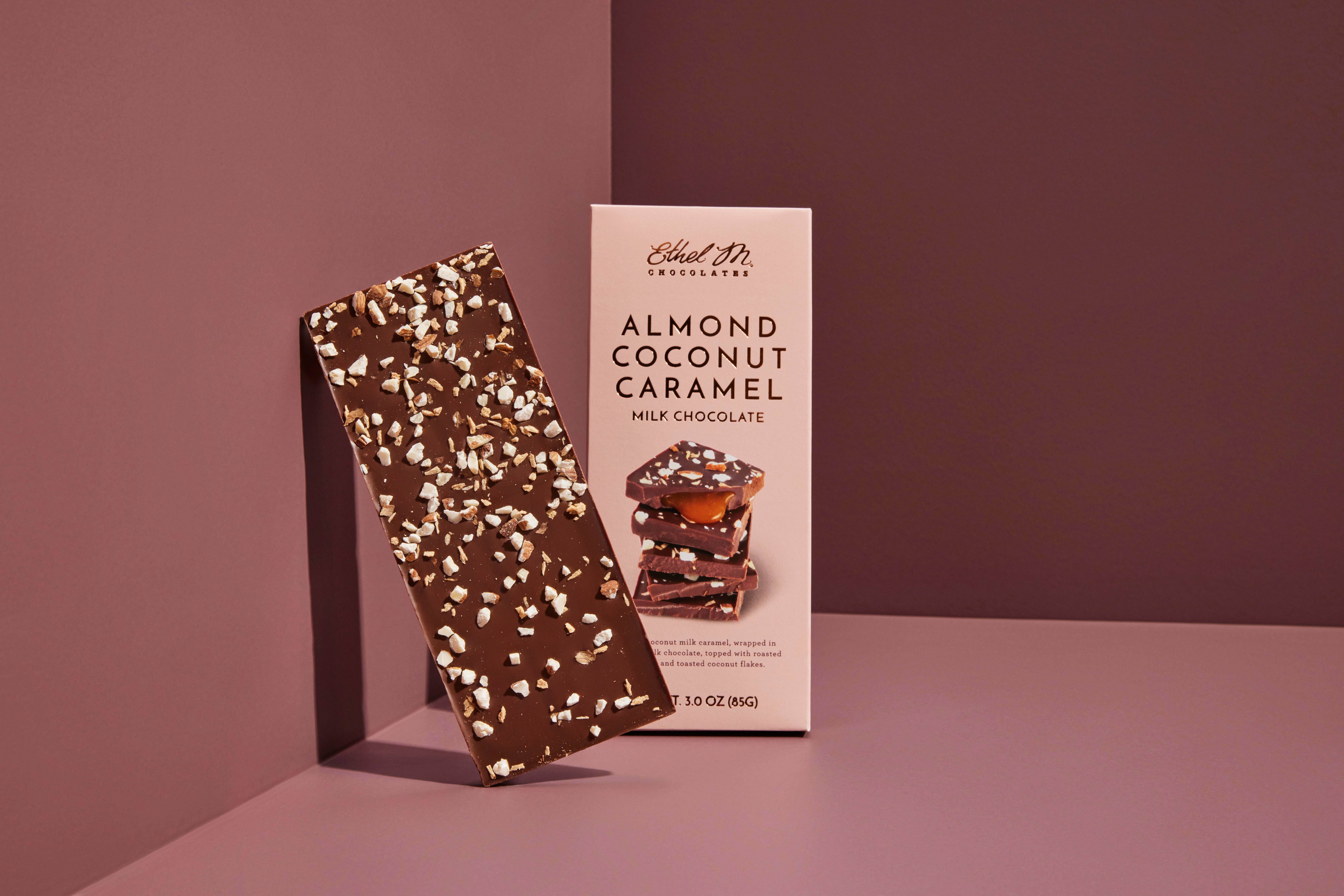 Ethel M Chocolates - Wholesale Chocolate Bar - GOURMET ALMOND COCONUT CARAMEL MILK CHOCOLATE TABLET BAR1