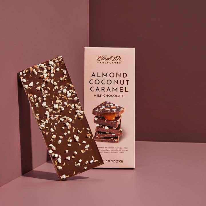 Ethel M Chocolates - Wholesale Chocolate Bar - GOURMET ALMOND COCONUT CARAMEL MILK CHOCOLATE TABLET BAR1