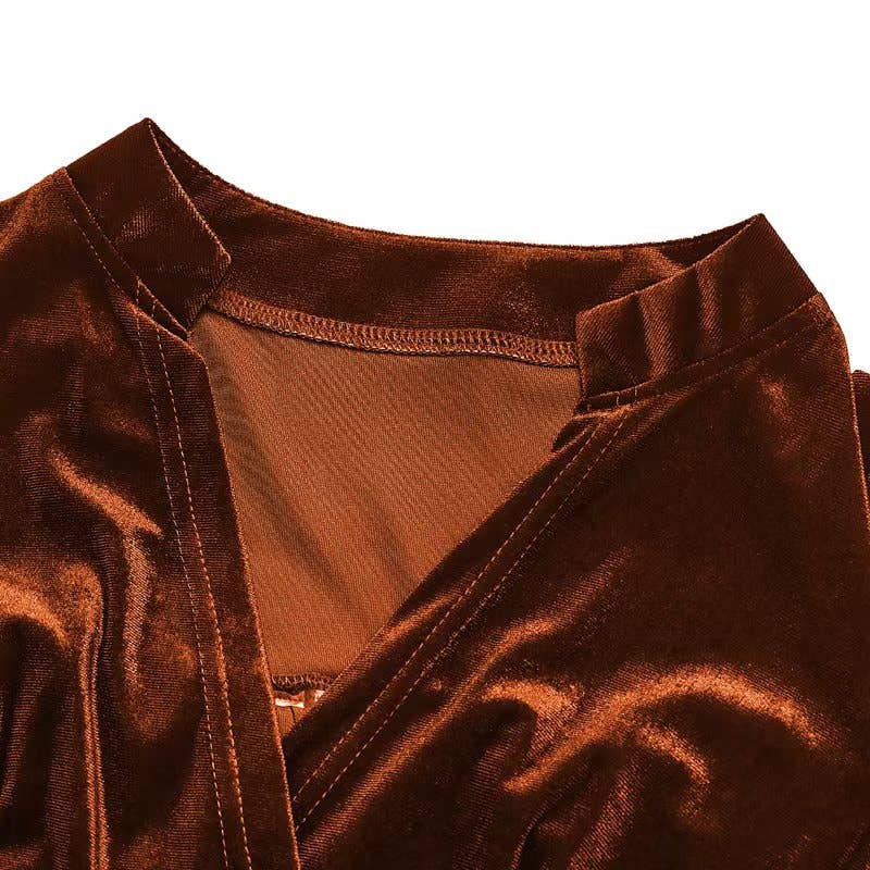 The Moment Collection - Wholesale Dress - Women's - Charming Cutie Velvet Surplice Neck Relax Fit Mini Dress3