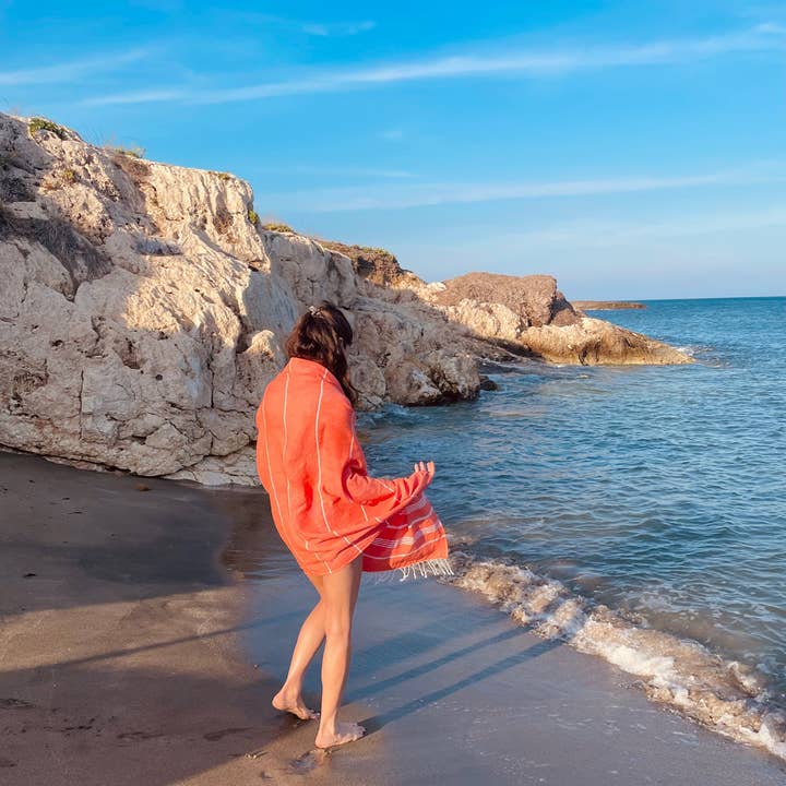 HELLO TURCO Turkish Towels - Wholesale Beach Towel - Beach Boys Orange2