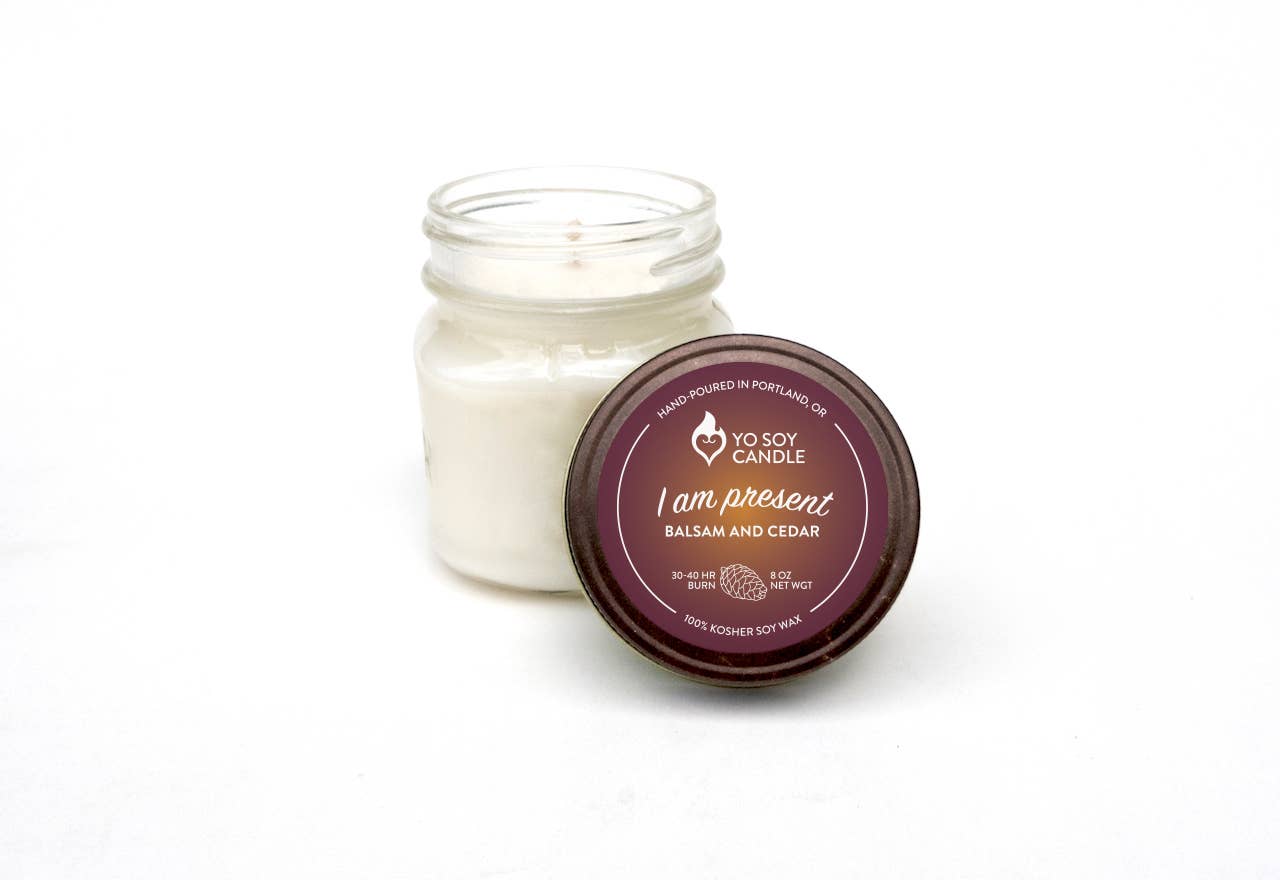 Yo Soy Candle - Wholesale Jar/Filled Candle - I AM PRESENT : Balsam and Cedar Soy Candle1