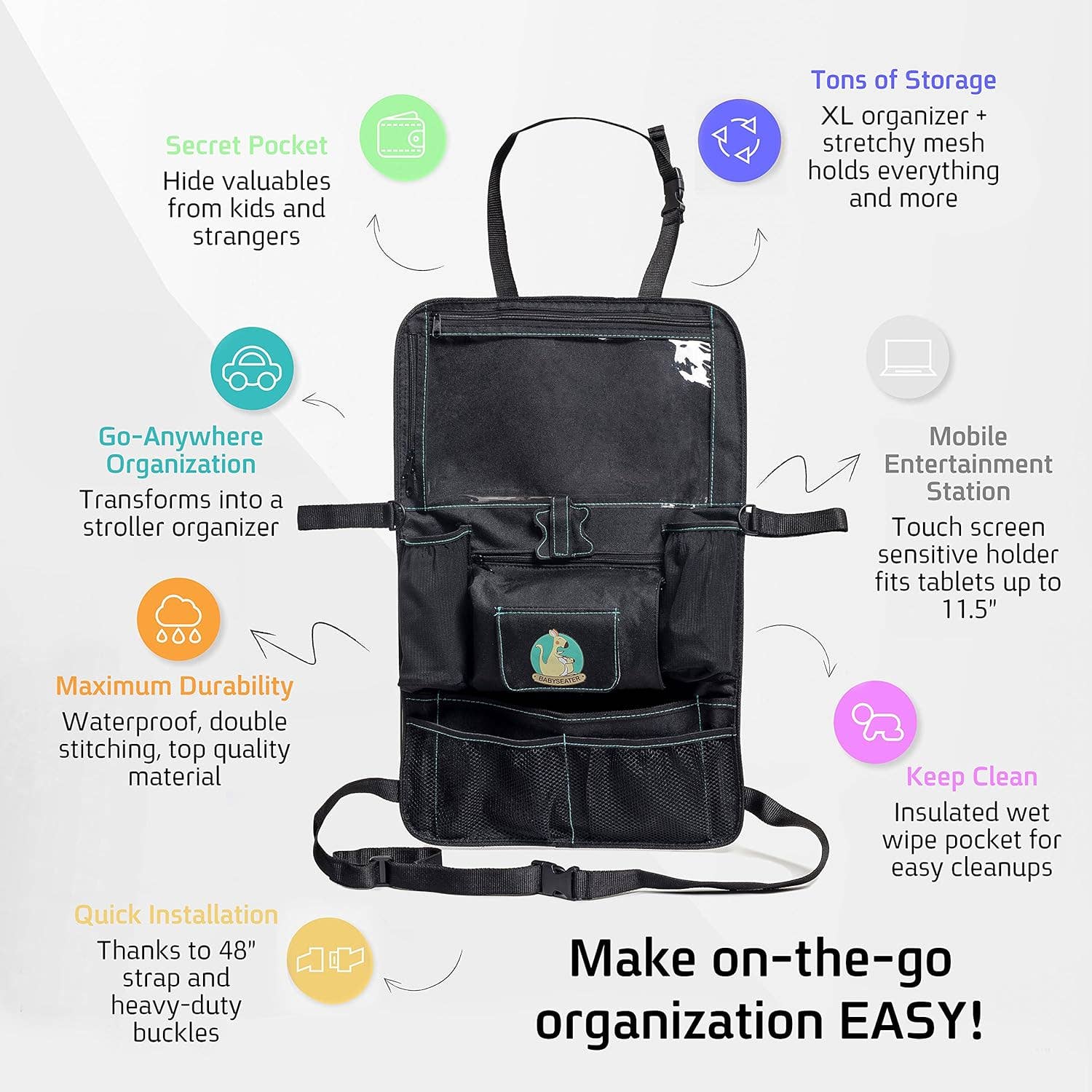 Toysical - Wholesale Car Seat Cover - Kids & Baby - Car Seat Organizer with Tablet Holder for Kids, XL5